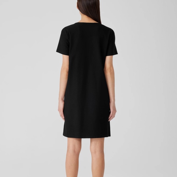 Eileen Fisher organic cotton jersey shirt dress black medium M - Picture 3 of 8